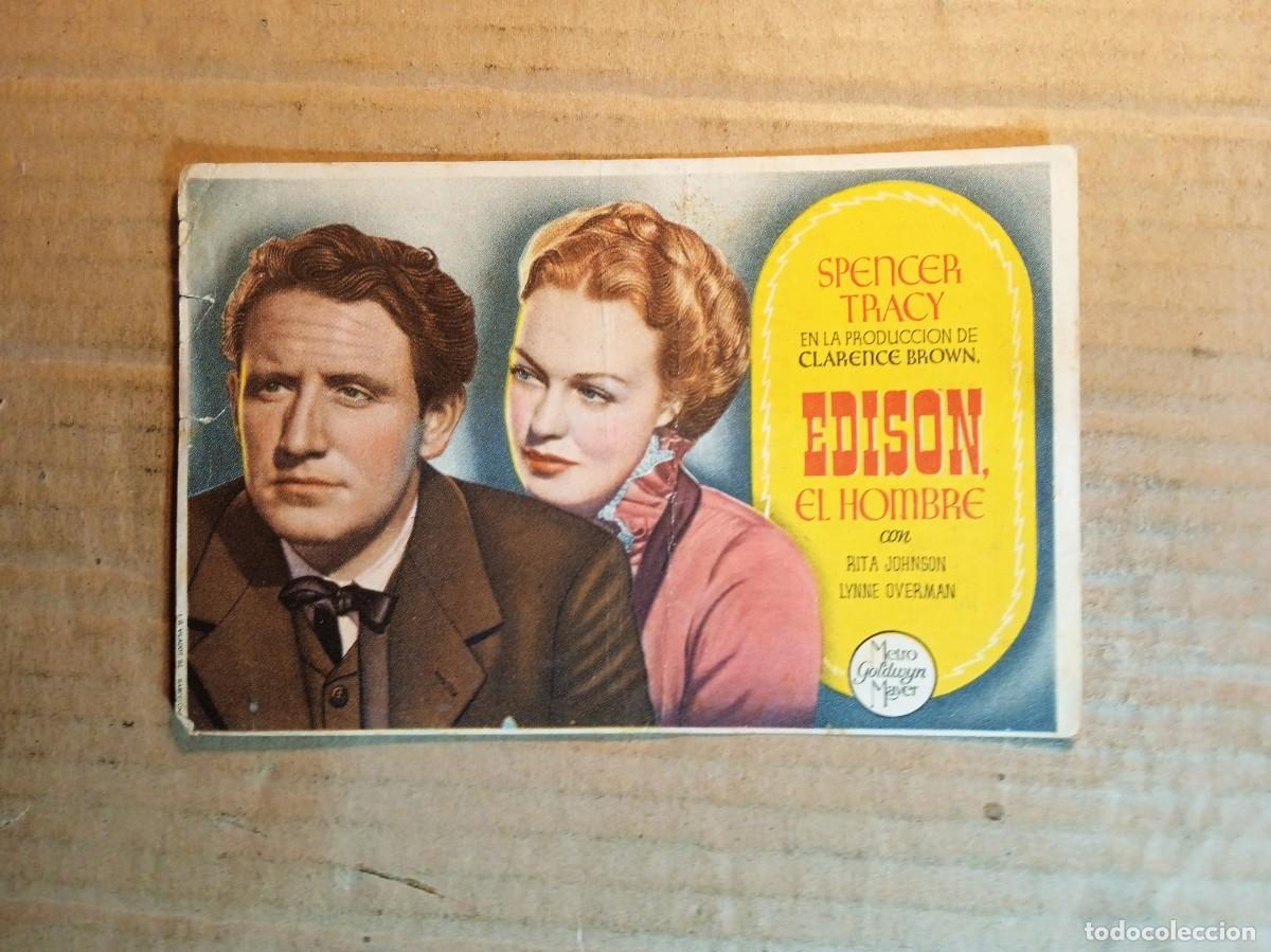 Folhetos de m&atilde;o de filmes antigos de cinema: FOLLETO DE MANO CON PUBLICIDAD EDISON EL HOMBRE