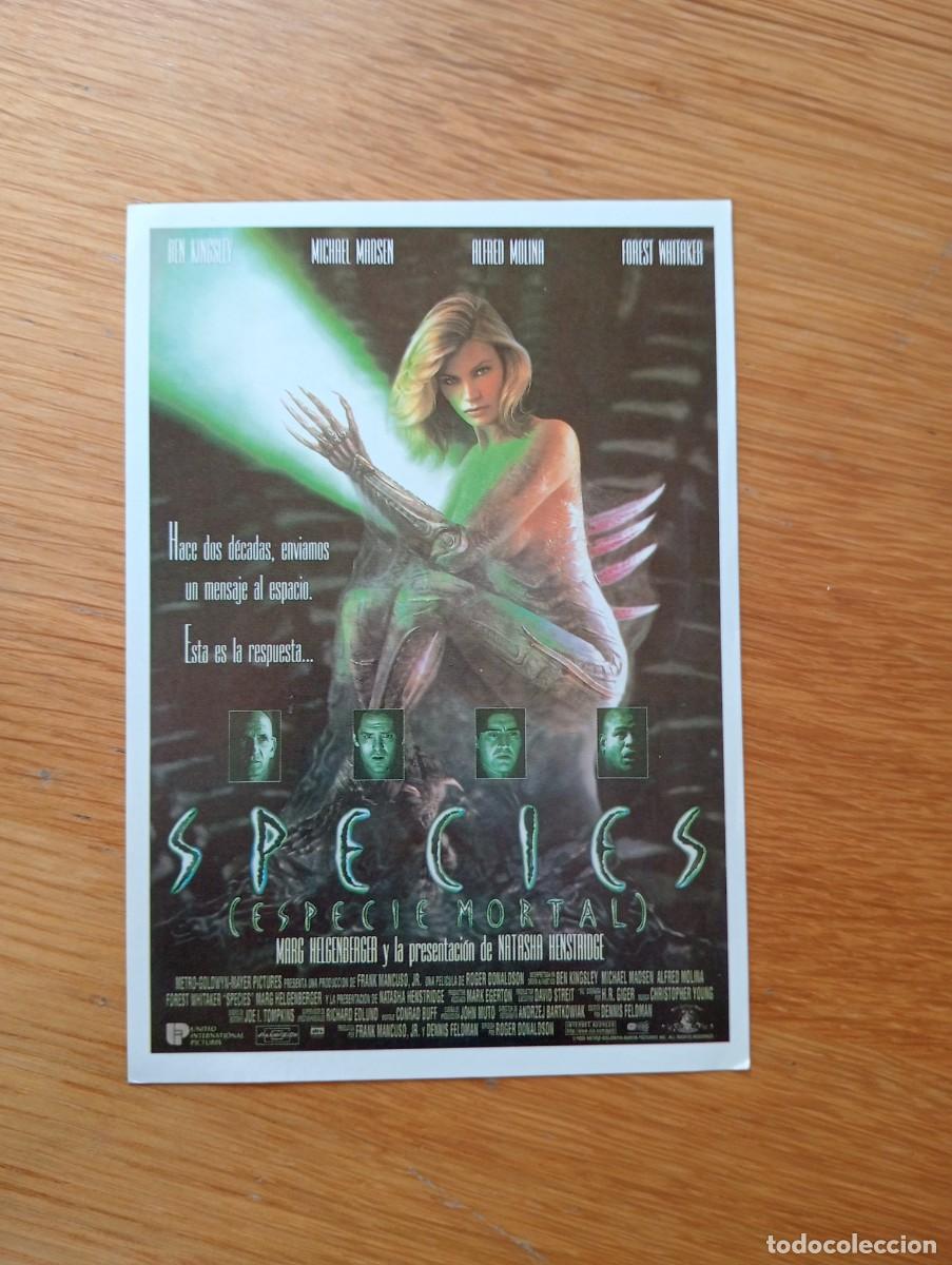  Foglietti di film di film antichi di cinema: FOLLETO DE MANO. SPECIES (ESPECIE MORTAL). BEN KINGSLEY Y NATASHA HENSTRIDGE. ROGER DONALDSON. 1995.