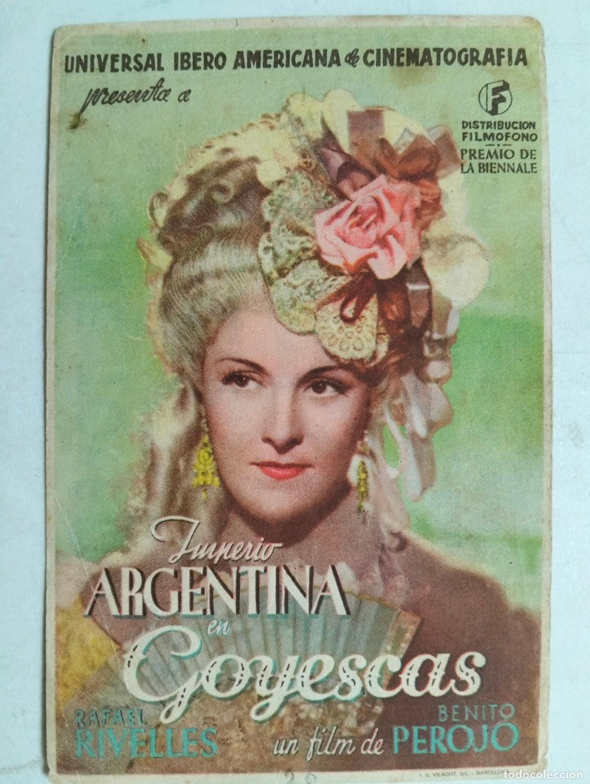 Cine: FOLLETO DE CINE, IMPERIO ARGENTINA EN GOYESCAS, PUBLICIDAD CINE TOLEDO