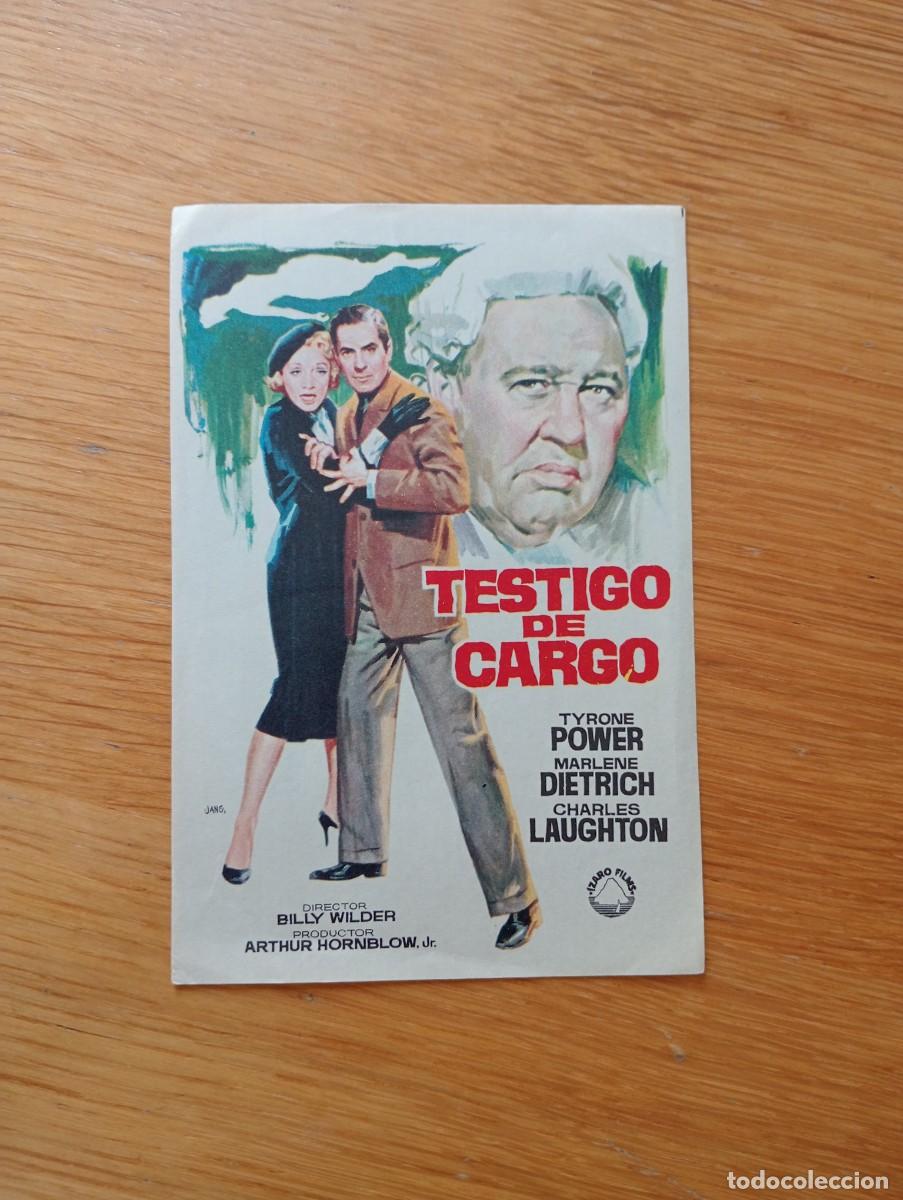  Flyers Publicitaires de films Anciens: FOLLETO DE MANO. TESTIGO DE CARGO. TYRONE POWER Y MARLENE DIETRICH. BILLY WILDER. 1957.