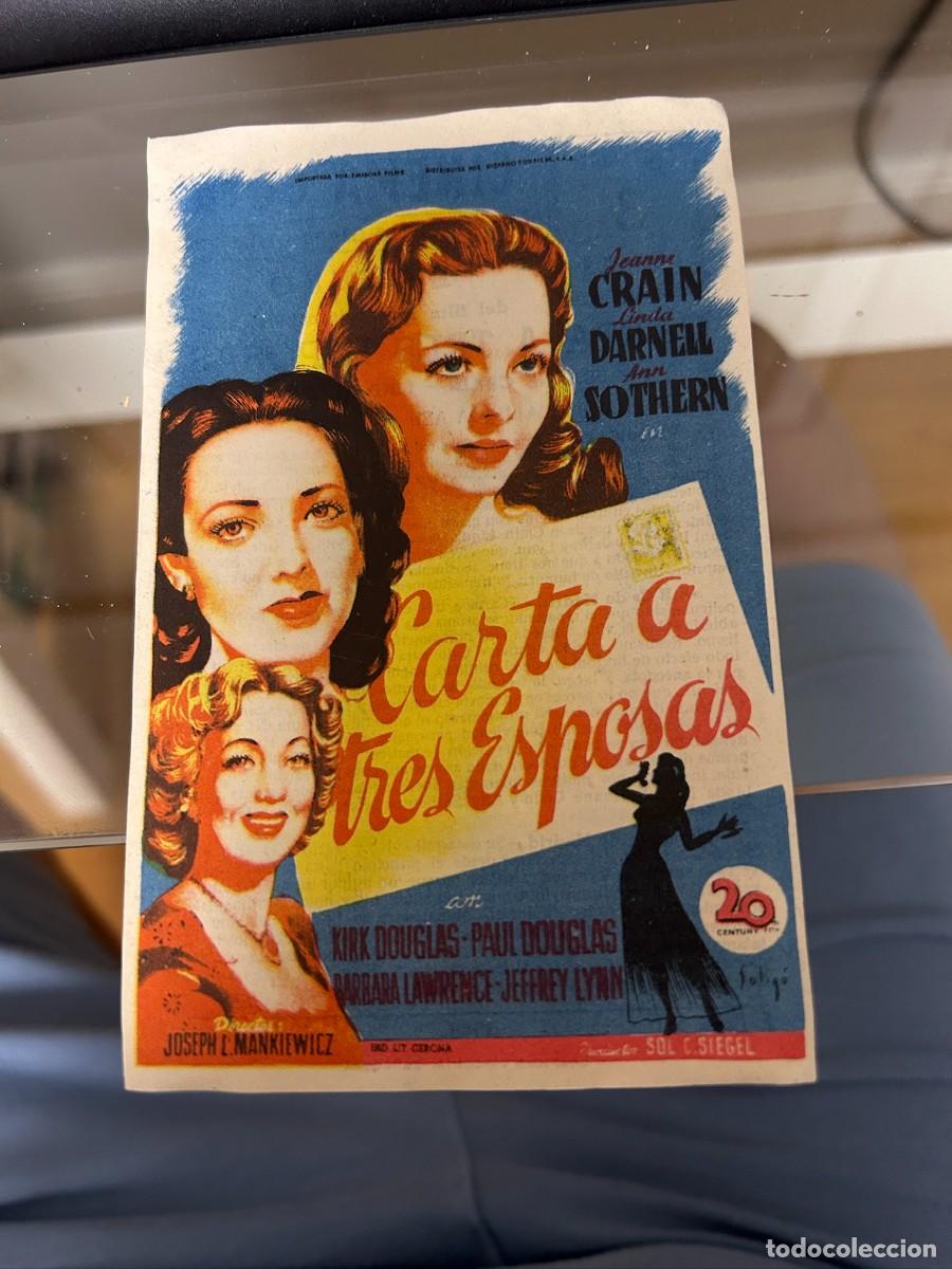 Cine: &ordm;295 carta a tres esposas cinema goya zaragoza con publicidad buen estado