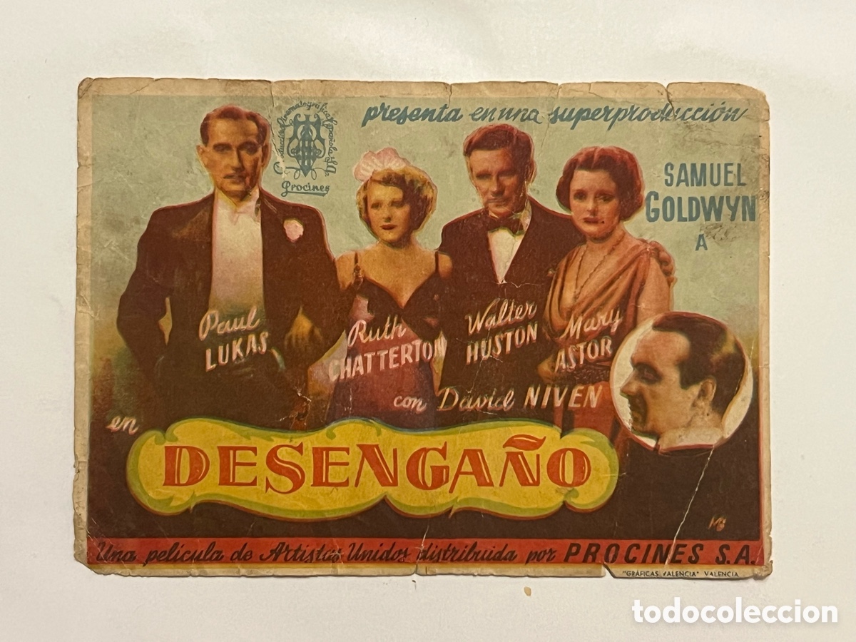 Cine: DESENGA&Ntilde;O, con David Niven.. Programa de mano. Sin publicidad - Foto 1