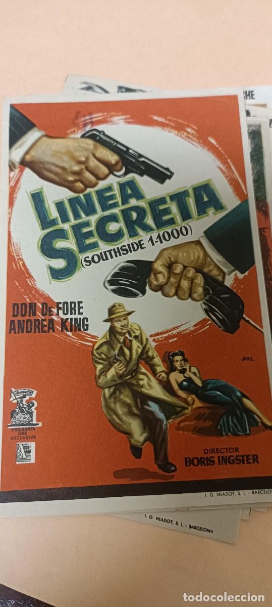 Folhetos de m&atilde;o de filmes antigos de cinema: Linea secreta.Folleto de mano