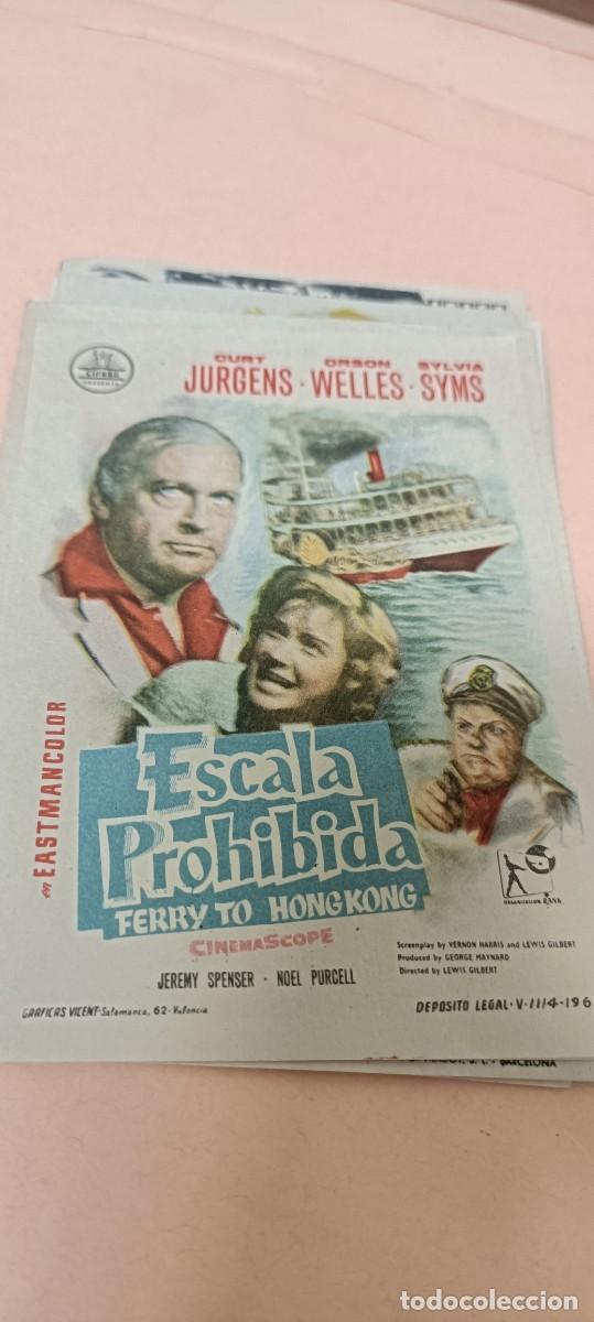 Folhetos de m&atilde;o de filmes antigos de cinema: Escala prohibida.Folleto de mano