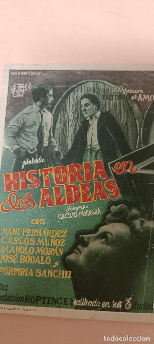 Folhetos de m&atilde;o de filmes antigos de cinema: Historia en dos aldeas.Folleto de mano