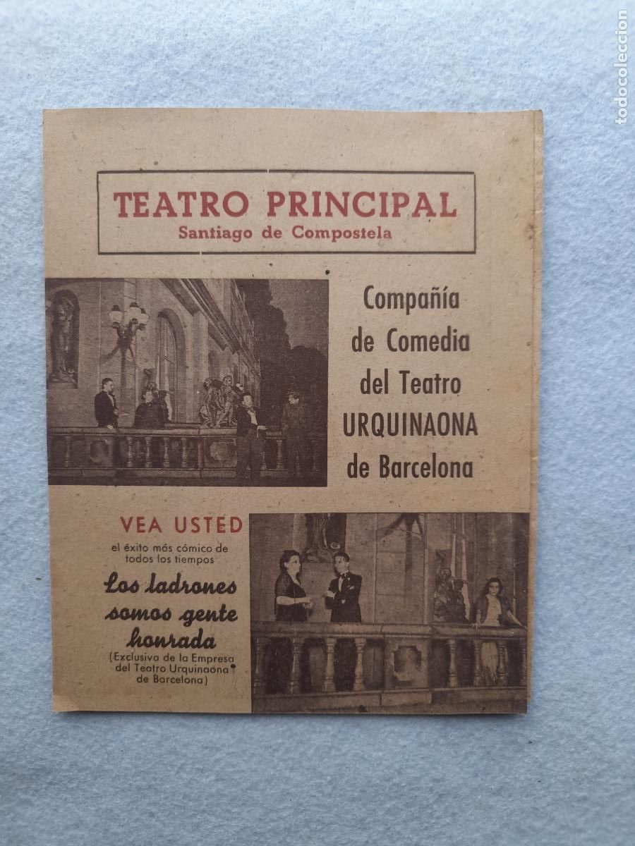  Foglietti di film di film antichi di cinema: Los Ladrones Somos Gente Honrada. Teatro Principal Santiago de Compostela.
