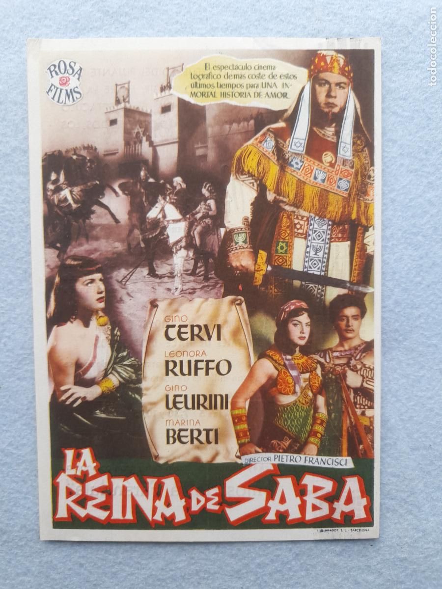  Foglietti di film di film antichi di cinema: La Reina de Saba. Gino Cervi. Leonora Ruffo. Gino Leurini. Marina Berti.