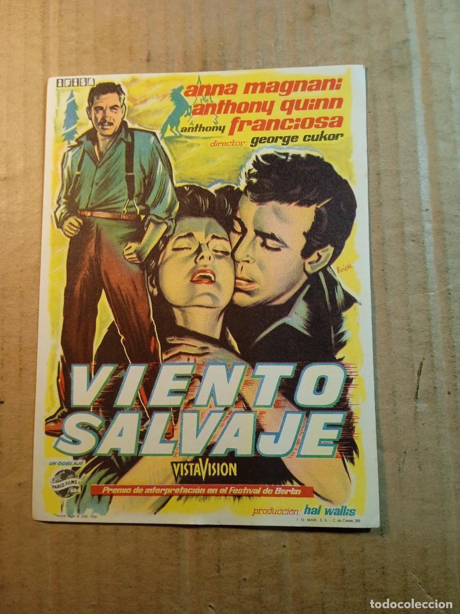  Foglietti di film di film antichi di cinema: FOLLETO DE MANO CON PUBLICIDAD VIENTO SALVAJE