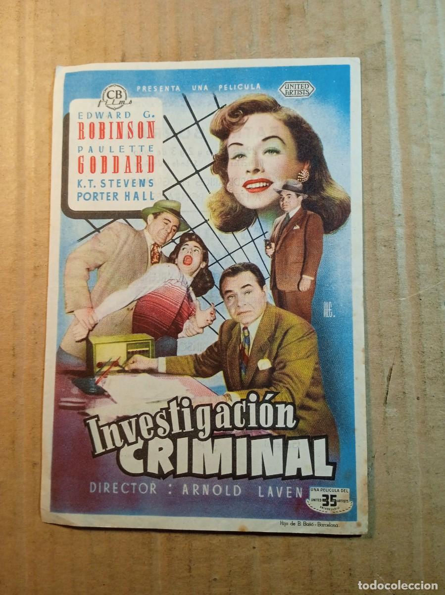  Foglietti di film di film antichi di cinema: FOLLETO DE MANO CON PUBLICIDAD INVESTIGACI&Oacute;N CRIMINAL