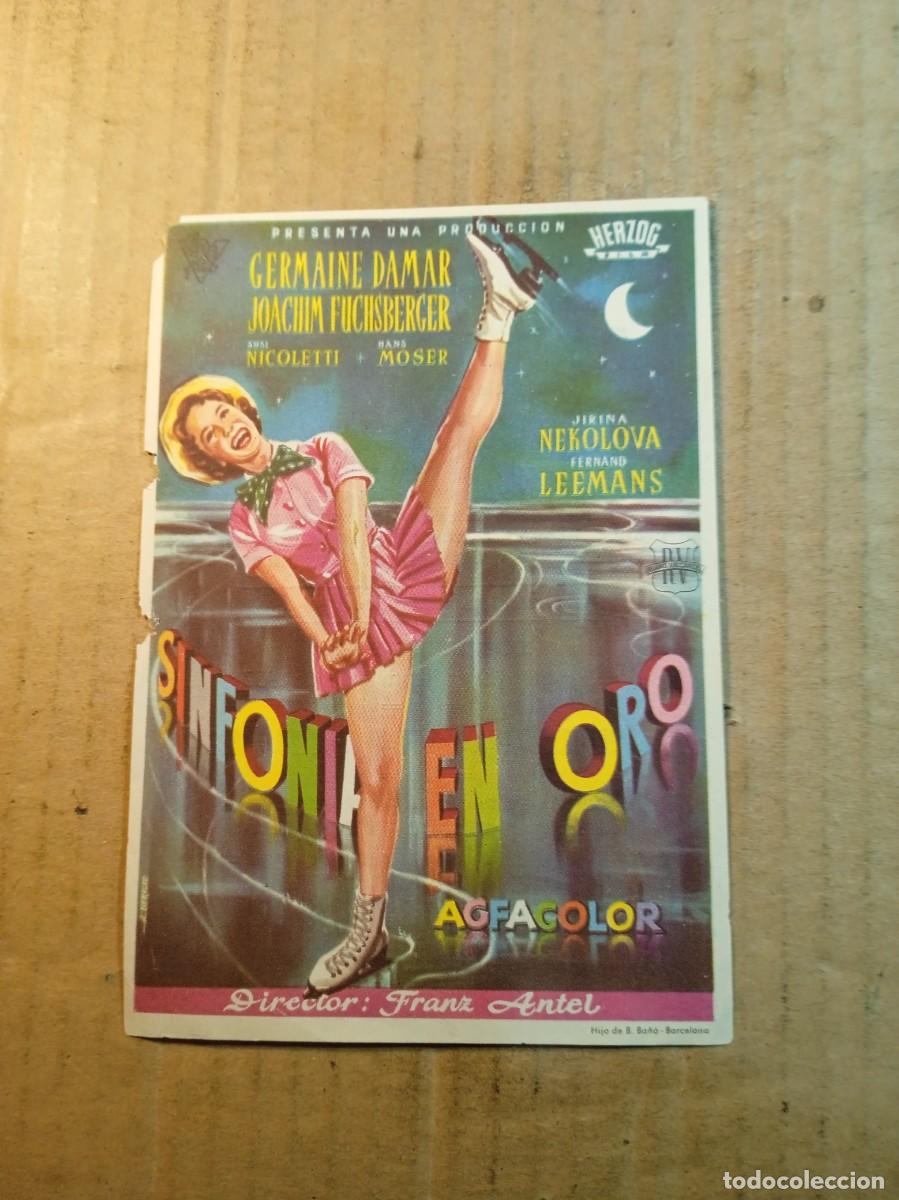 Folhetos de m&atilde;o de filmes antigos de cinema: FOLLETO DE MANO CON PUBLICIDAD SINFONIA EN ORO
