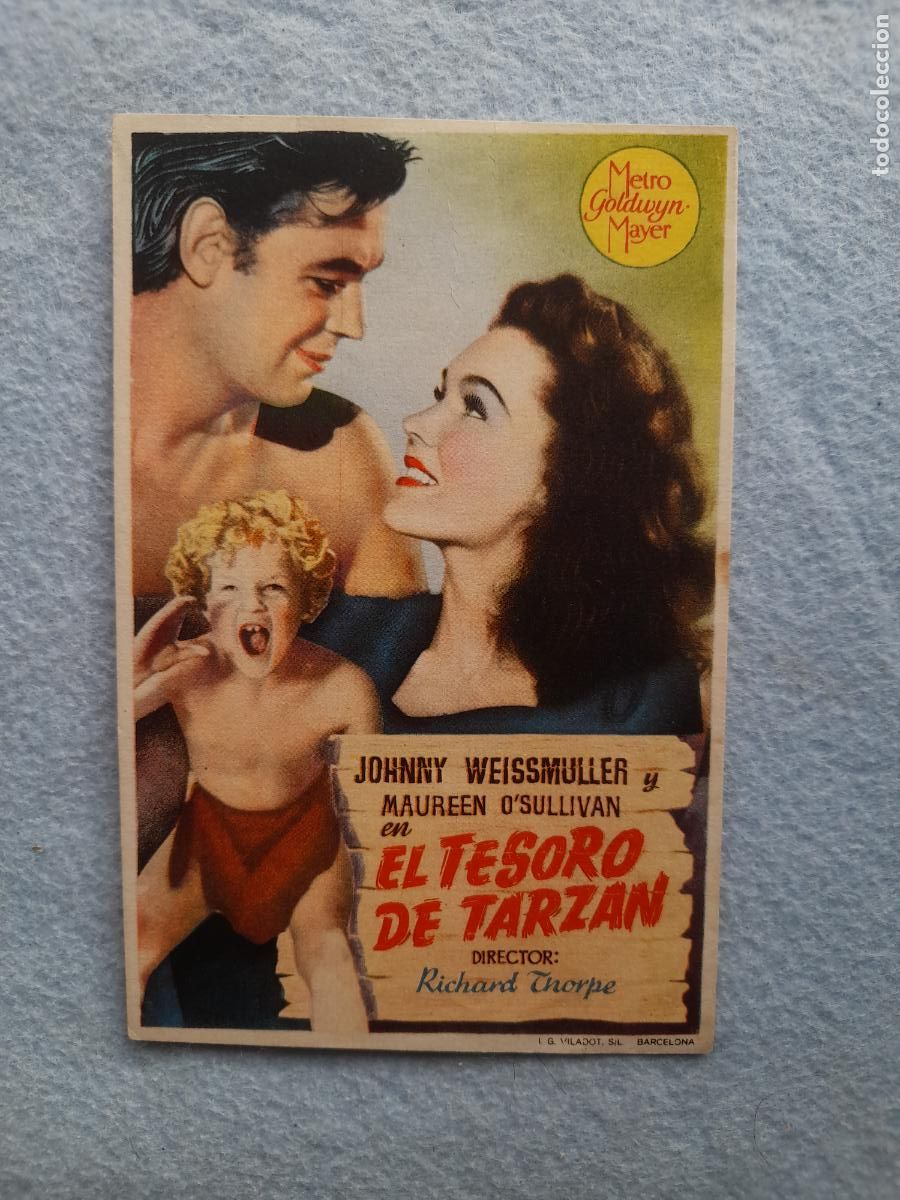  Flyers Publicitaires de films Anciens: El Tesoro de Tarz&aacute;n. Johnny Weissmuller, Maureem O&acute;Sullivan.