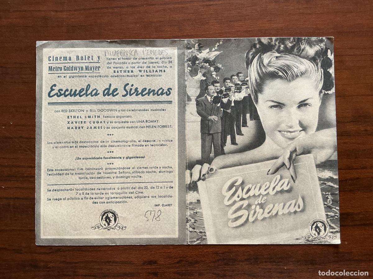 Folhetos de m&atilde;o de filmes antigos de cinema: PROGRAMA DOBLE METRO CINE CINEMA BOLET VILLAFRANCA DEL PENEDES BARCELONA ESCUELA DE SERENAS ESTHER
