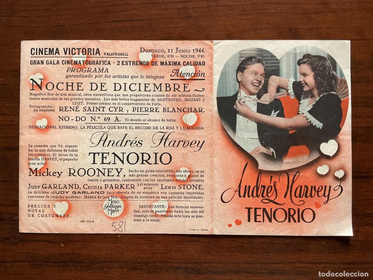  Foglietti di film di film antichi di cinema: PROGRAMA DOBLE METRO CINE CINEMA VICTORIA PALAFRUGELL GIRONA ANDR&Eacute;S HARVEY TENORIO JUDY GARLAND