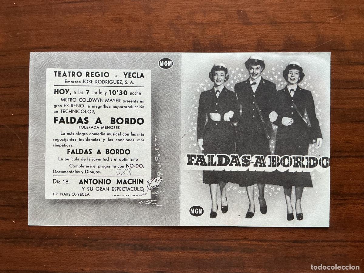 Folhetos de m&atilde;o de filmes antigos de cinema: PROGRAMA DOBLE METRO CINE TEATRO REGIO YECLA MURCIA FALDAS A BORDO VIVIAN BLAINE