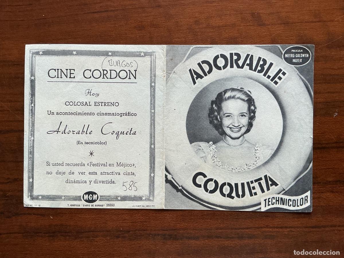 Folhetos de m&atilde;o de filmes antigos de cinema: PROGRAMA DOBLE METRO CINE CORDON BURGOS ADORABLE COQUETA JANE POWELL XAVIER CUGAT