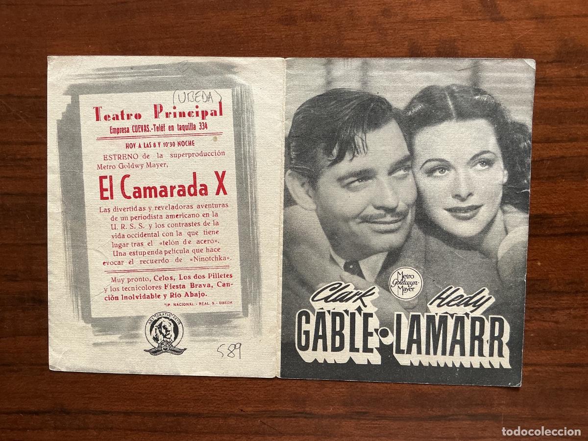 Kino: PROGRAMA DOBLE METRO CINE TEATRO PRINCIPAL &Uacute;BEDA JA&Eacute;N CAMARADA X CLARK GABLE HEDY LAMARR