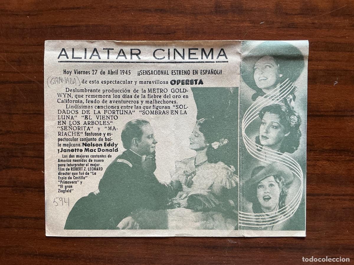  Flyers Publicitaires de films Anciens: PROGRAMA DOBLE METRO CINE ALIATAR CINEMA GRANADA CIUDAD DEL ORO NELSON EDDY