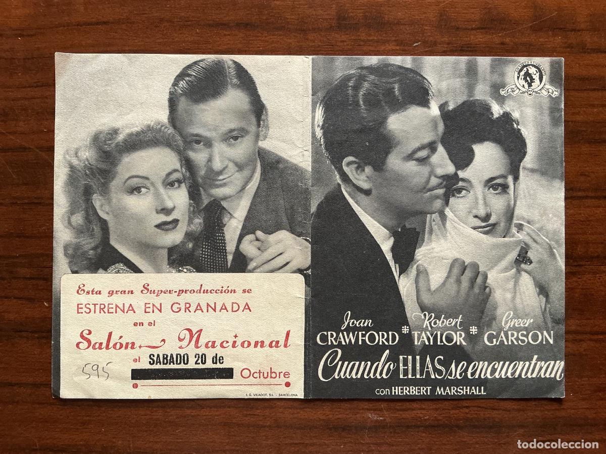  Foglietti di film di film antichi di cinema: PROGRAMA DOBLE METRO CINE SAL&Oacute;N NACIONAL GRANADA CUANDO ELLAS SE ENCUENTRAN GREER GARSON