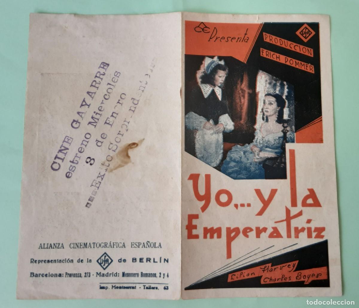 Cine: YO......Y LA EMPERATRIZ, LILIAN HARVEY, CHARLES BOYER.
