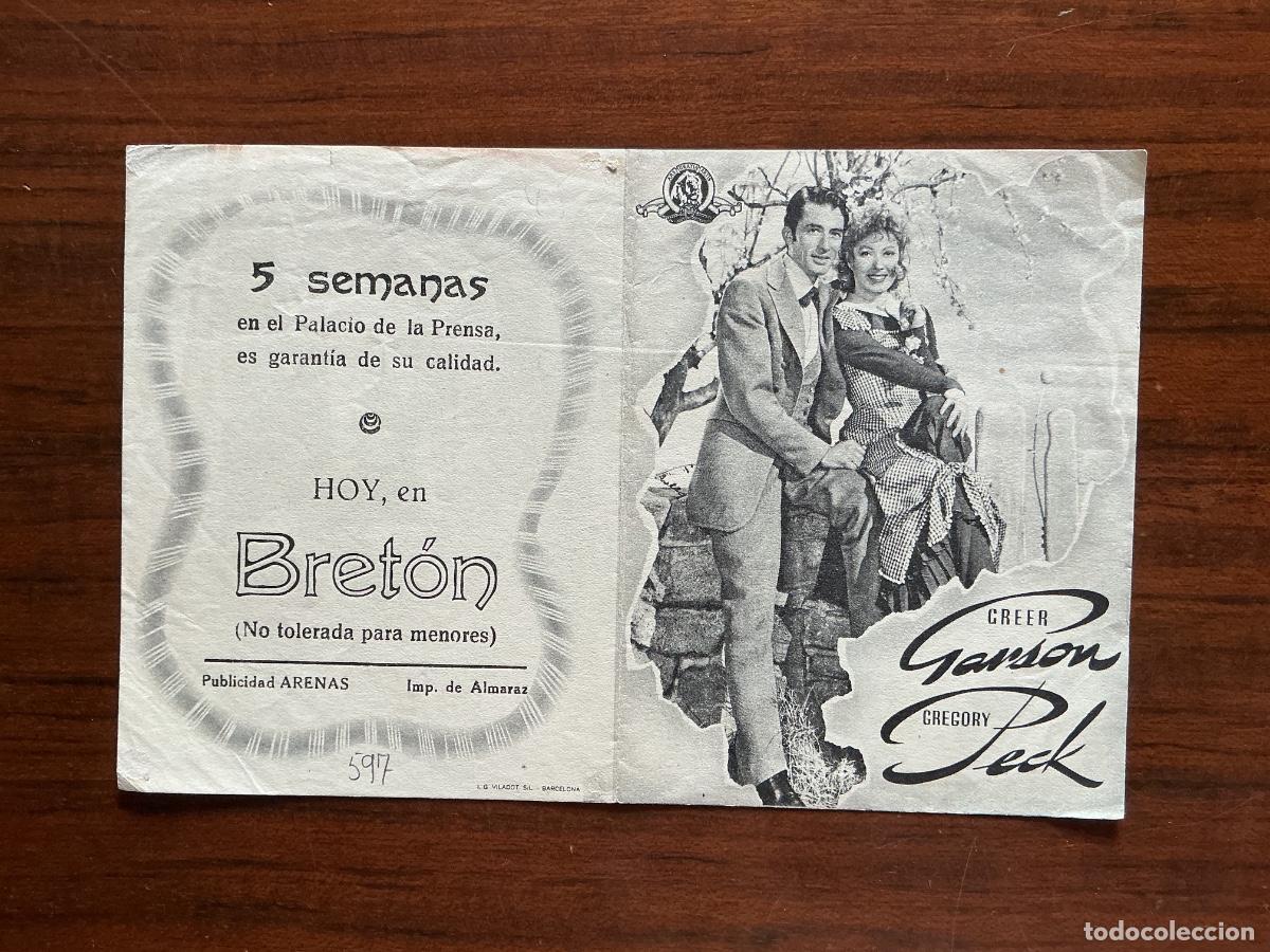  Foglietti di film di film antichi di cinema: PROGRAMA METRO CINE BRET&Oacute;N ALMARAZ C&Aacute;CERES EL VALLE DEL DESTINO GREGORY PECK
