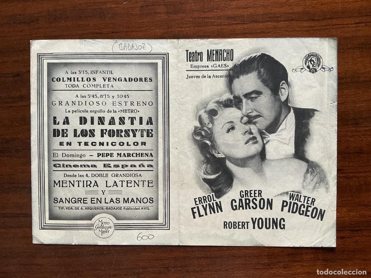  Foglietti di film di film antichi di cinema: PROGRAMA METRO CINE CINEMA ESPA&Ntilde;A BADAJOZ LA DINAST&Iacute;A DE LOS FORSYTE ERROL FLYNN