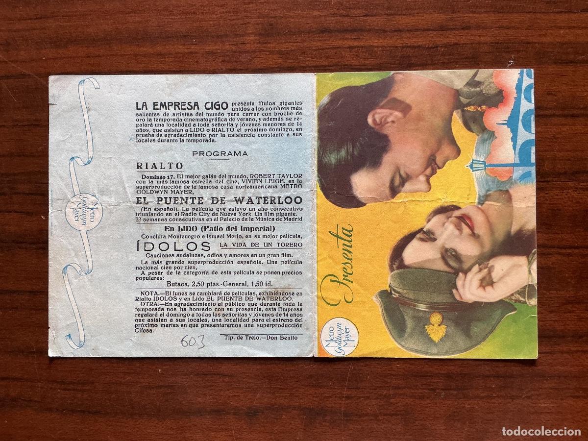  Flyers Publicitaires de films Anciens: PROGRAMA DOBLE METRO CINE RIALTO DON BENITO BADAJOZ EL PUENTE DE WATERLOO