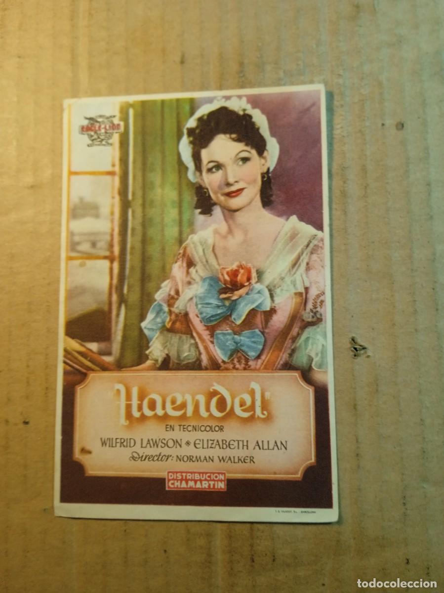 Cine: FOLLETO DE MANO CON PUBLICIDAD HAENDEL