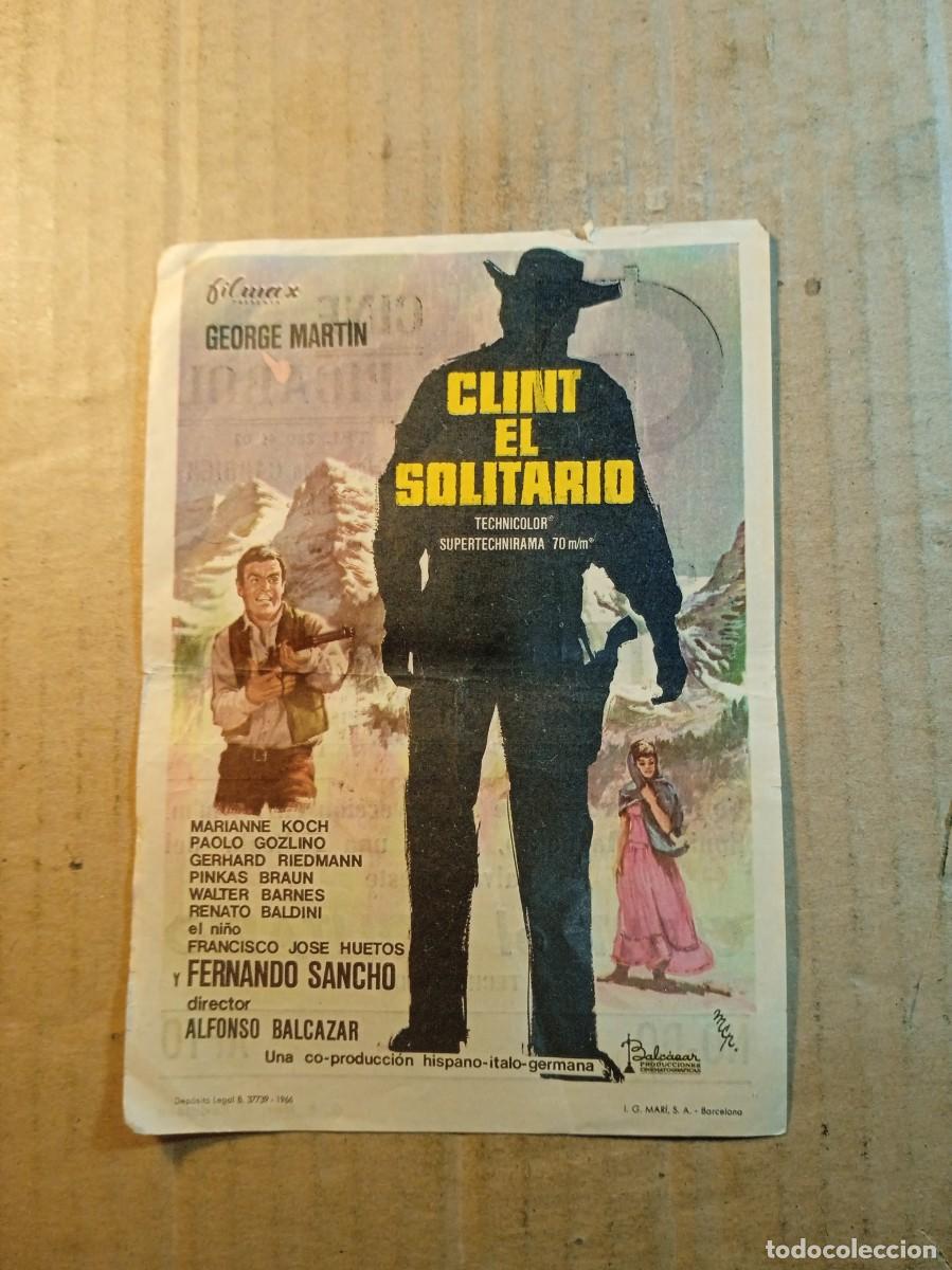  Foglietti di film di film antichi di cinema: FOLLETO DE MANO CON PUBLICIDAD CLINT EL SOLITARIO