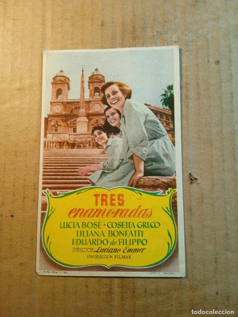  Flyers Publicitaires de films Anciens: FOLLETO DE MANO CON PUBLICIDAD TRES ENAMORADOS