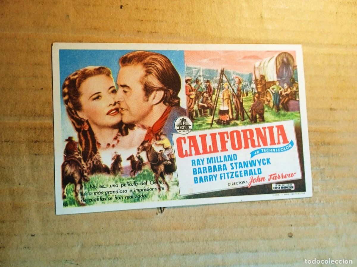 Cine: FOLLETO DE MANO CON PUBLICIDAD CALIFORNIA