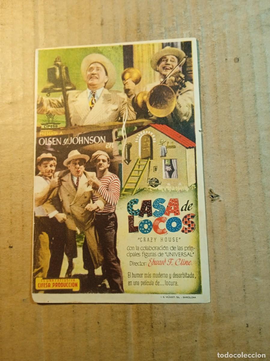  Foglietti di film di film antichi di cinema: FOLLETO DE MANO CON PUBLICIDAD CASA DE LOCOS