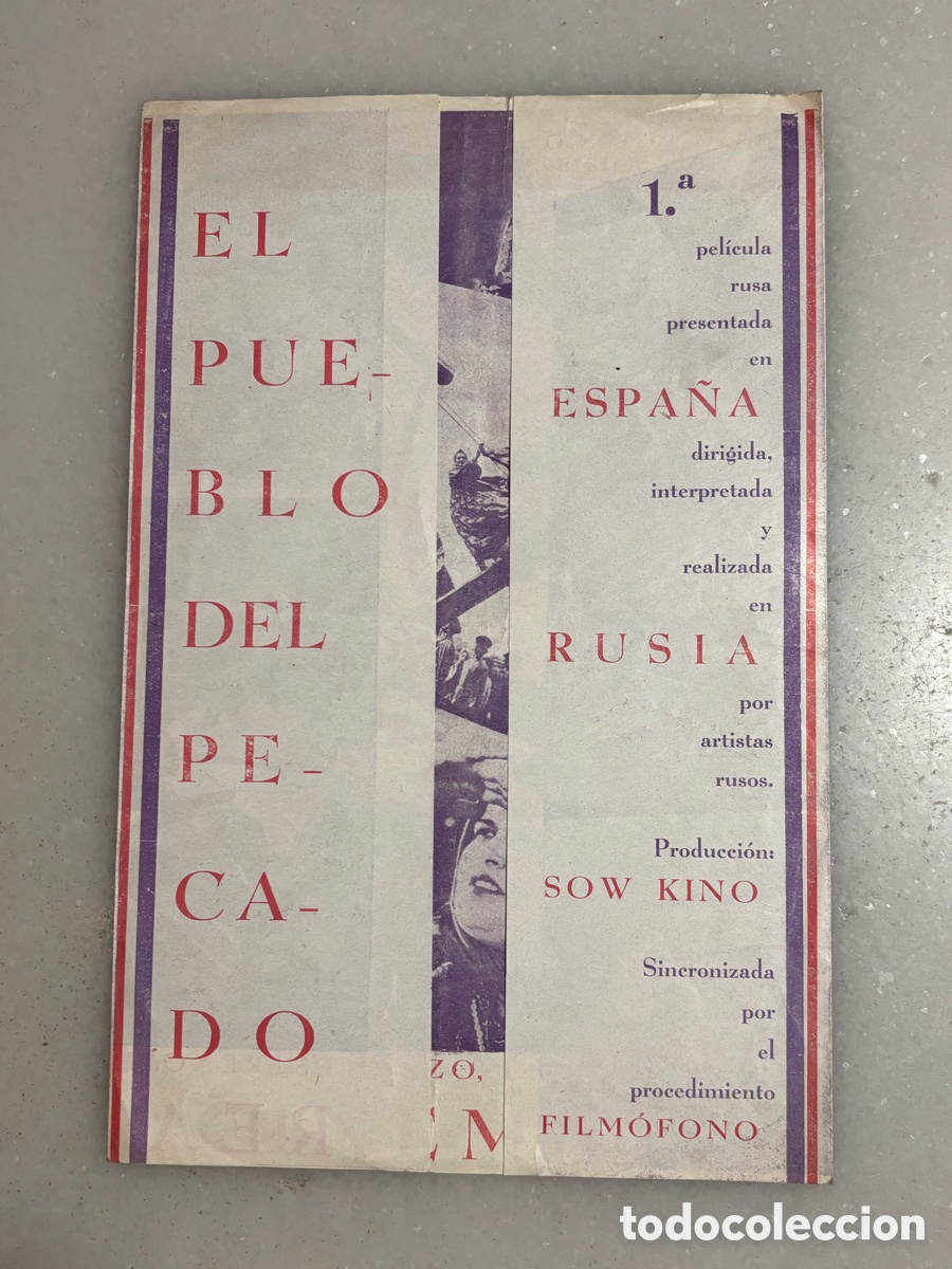 Flyers Publicitaires de Films Anciens: Folleto de cine ruso, el pueblo del pecado. 1930.