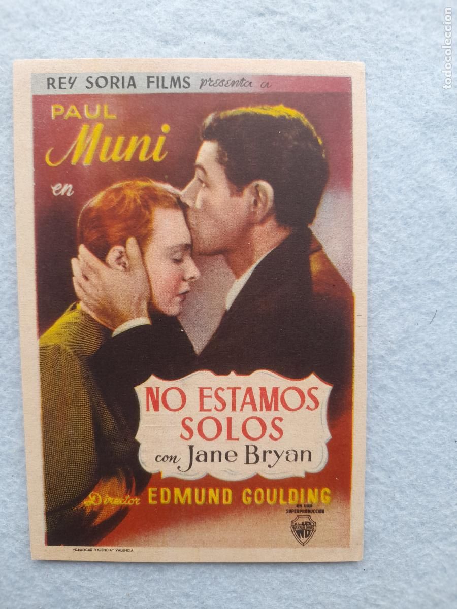 Cine: No Estamos Solos. A&ntilde;o 1947. Paul Muni, Jane Bryan.