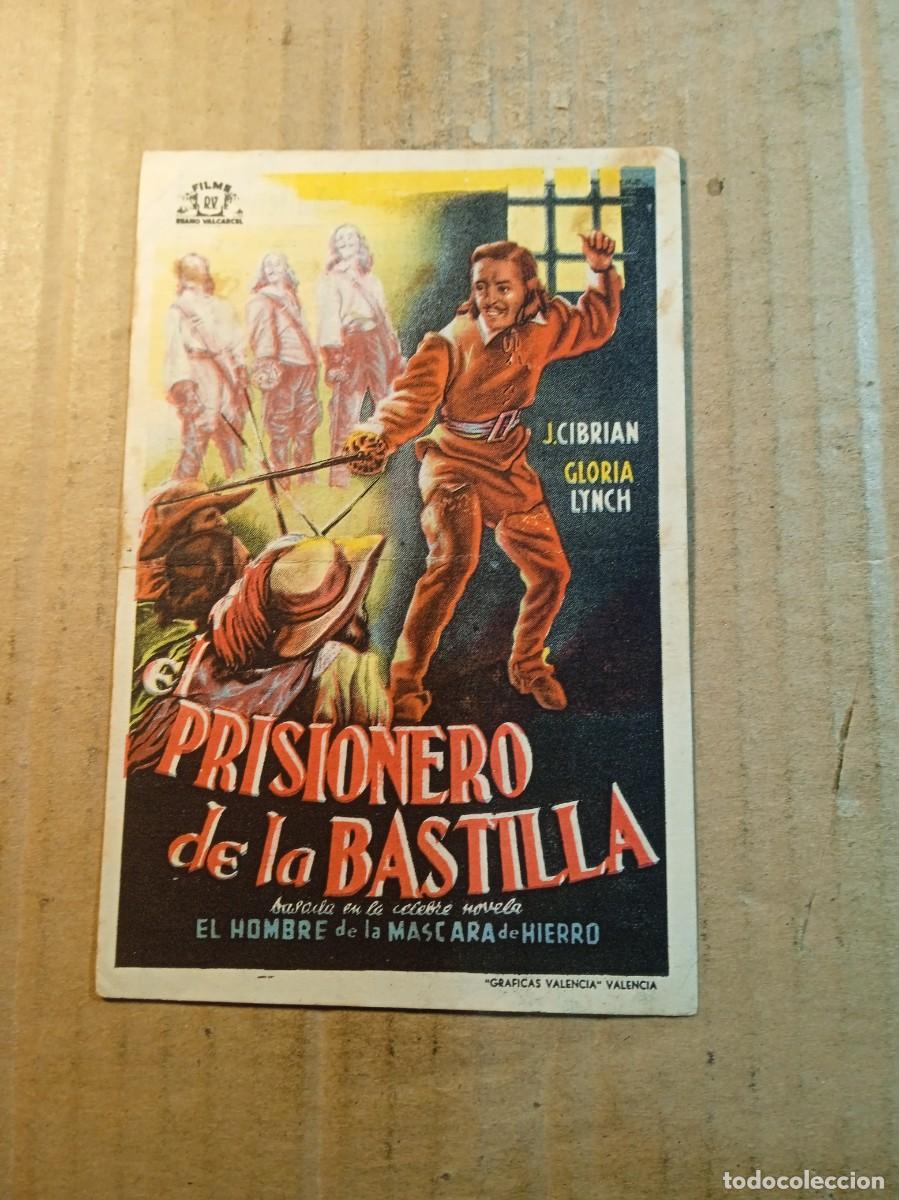 Folhetos de m&atilde;o de filmes antigos de cinema: FOLLETO DE MANO CON PUBLICIDAD EL PRISIONERO DE LA BASTILLA