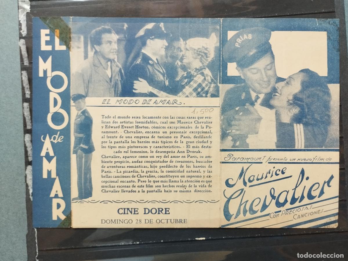 Flyers Publicitaires de Films Anciens: BZB PROGRAMA DE CINE TRPTICO. URUGUAY. EL MODO DE AMAR. MARCAS DE CELO. CON MAURICE CHEVALIER