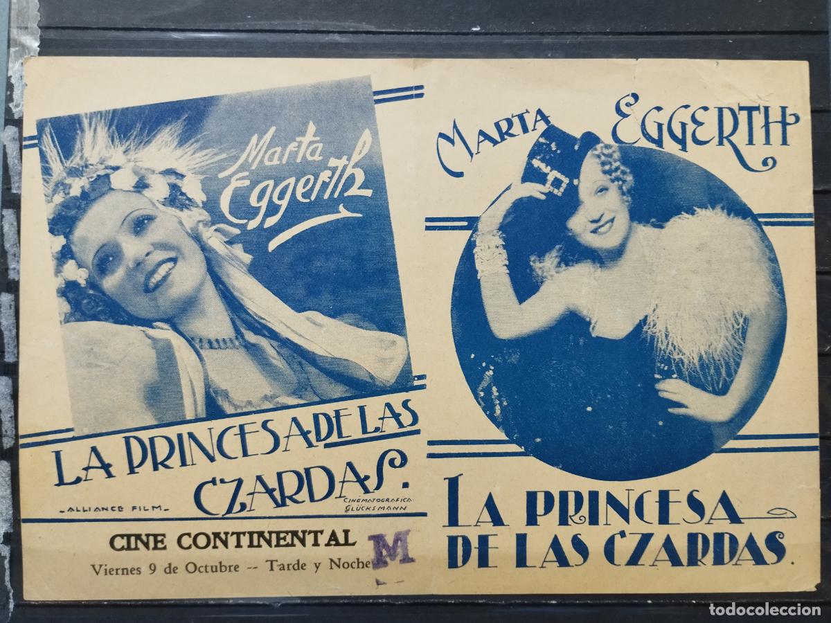Kino: BZB PROGRAMA DE CINE DOBLE. URUGUAY. LA PRINCESA DE LAS CZARDAS. CON MARTA EGGERTH