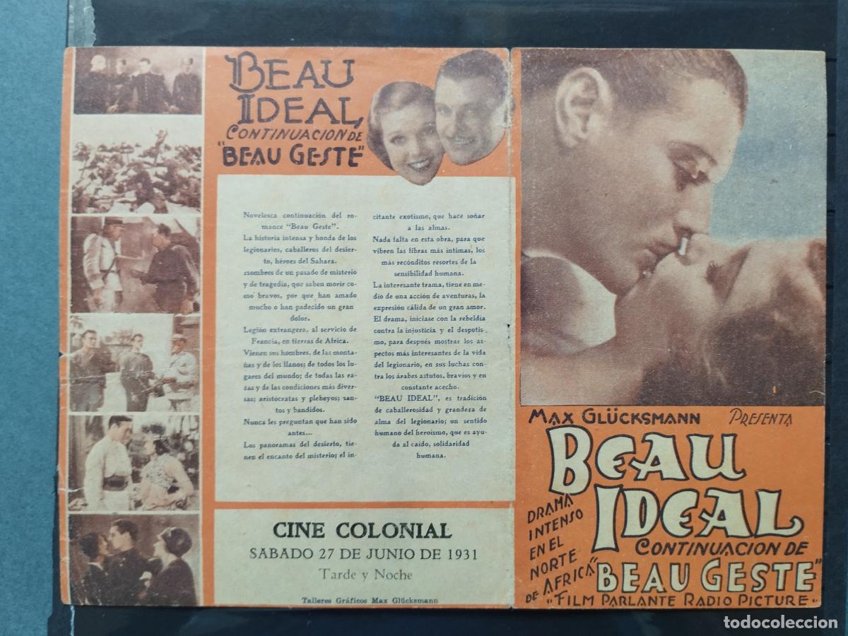 Cine: BZB PROGRAMA DE CINE DOBLE. URUGUAY. BEAU IDEAL -2 PARTE DE BEAU GESTE- - Foto 2
