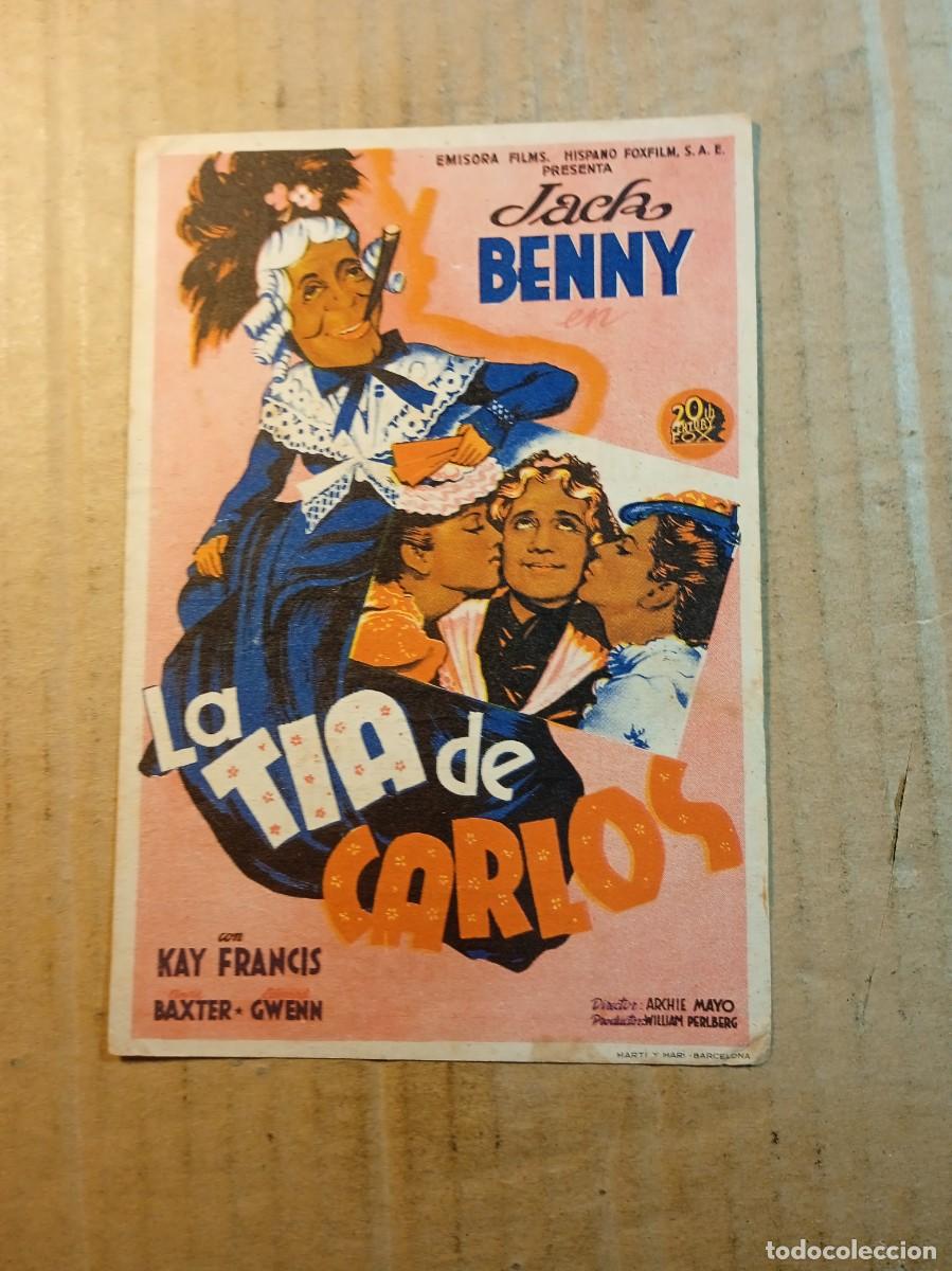  Foglietti di film di film antichi di cinema: FOLLETO DE MANO CON PUBLICIDAD LA TIA DE CARLOS