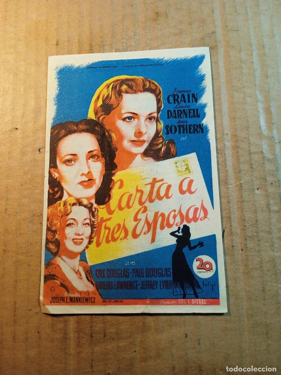Kino: FOLLETO DE MANO CON PUBLICIDAD CARTA A TRES ESPOSAS