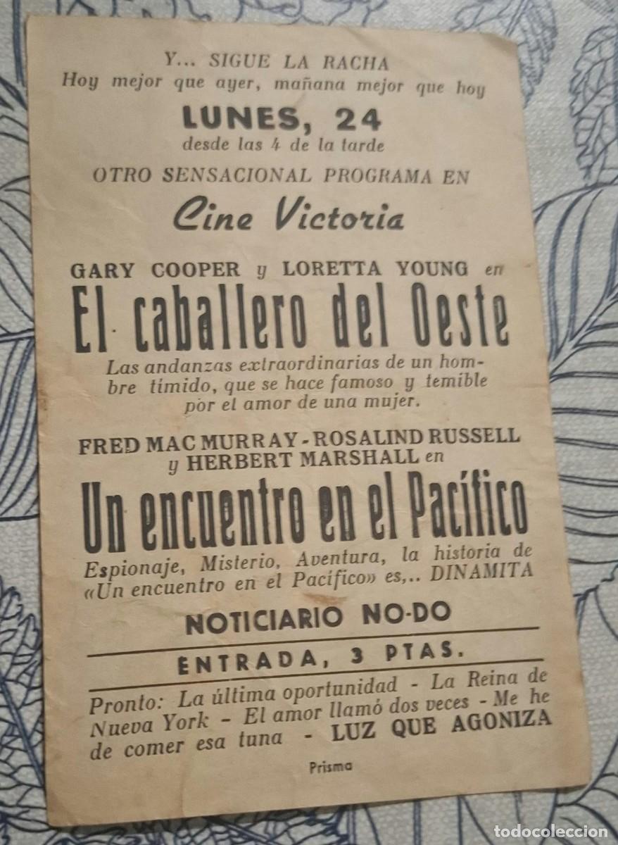 Cine: EL CABALLERO DEL OESTE - PROGRAMA DE CINE - Foto 2
