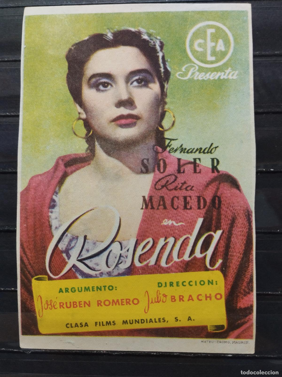 Flyers Publicitaires de Films Anciens: BZB PROGRAMA DE CINE. SENCILLO. ROSENDA. CON FERNANDO SOLER Y RITA MACEDO. SIN DORSO.