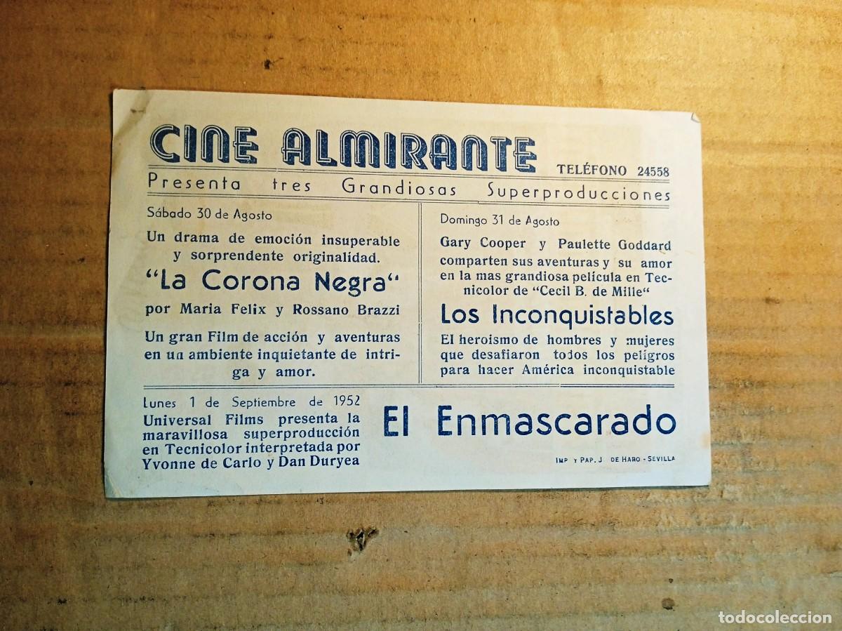 Cine: FOLLETO DE MANO CON PUBLICIDAD LOS INCONQUISTABLES - Foto 2