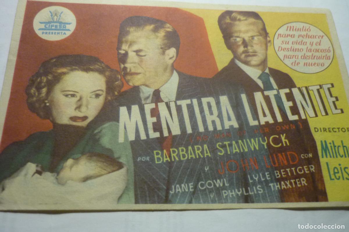 Cine: programa mentira latente barbara stanwyck .-publicidad