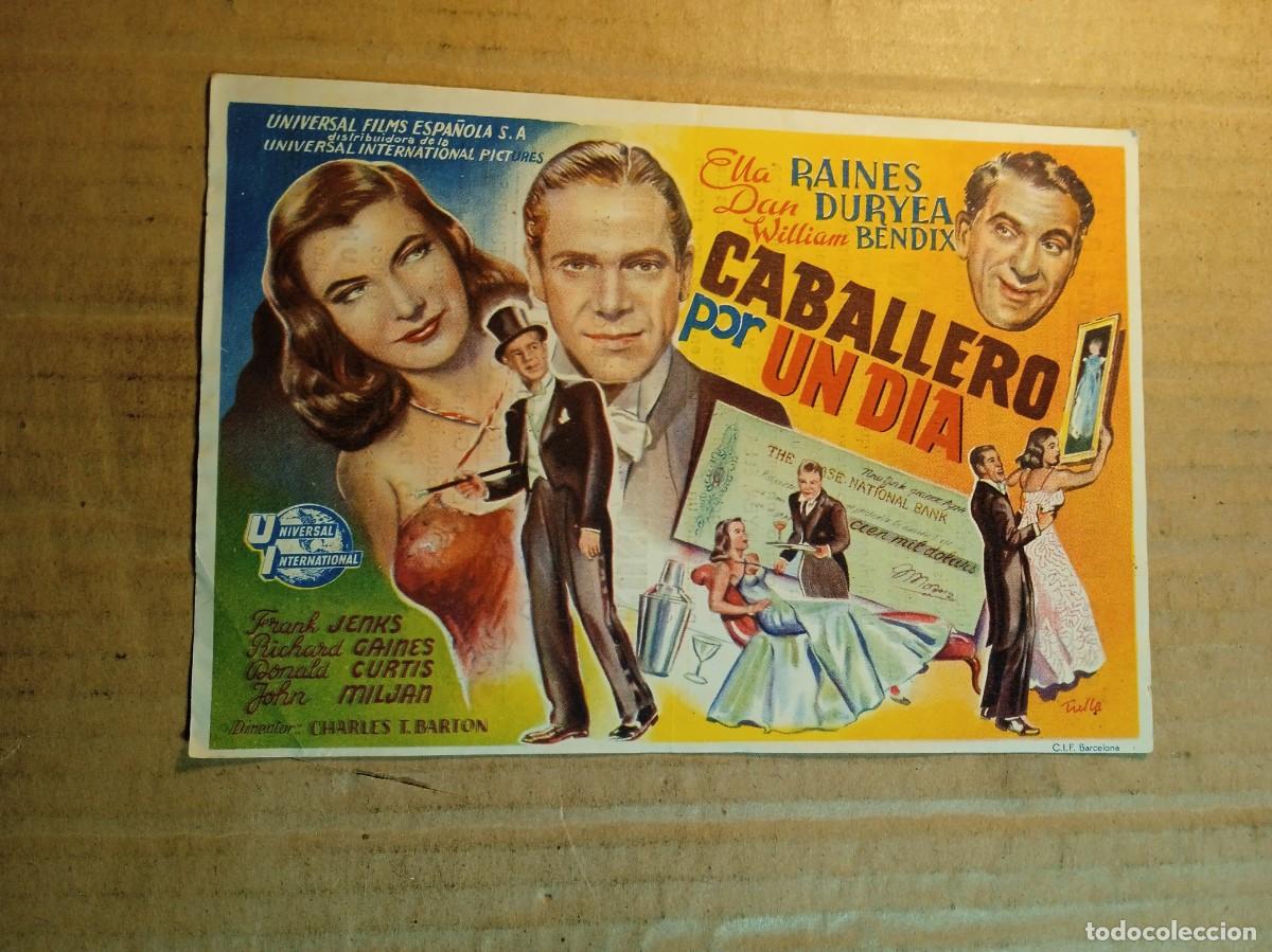 Foglietti di film di film antichi di cinema: FOLLETO DE MANO CON PUBLICIDAD CABALLERO POR UN DIA