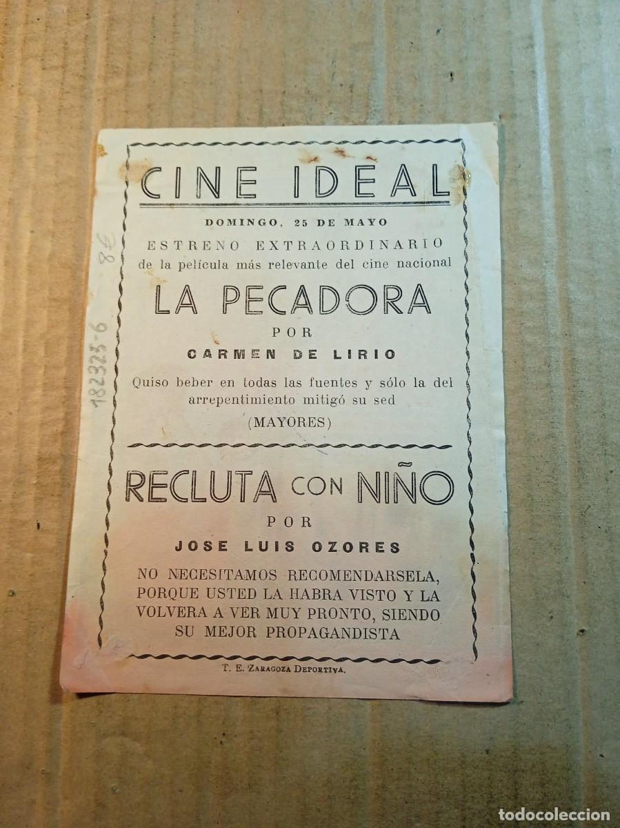 Cine: FOLLETO DE MANO CON PUBLICIDAD LA PECADORA - Foto 2