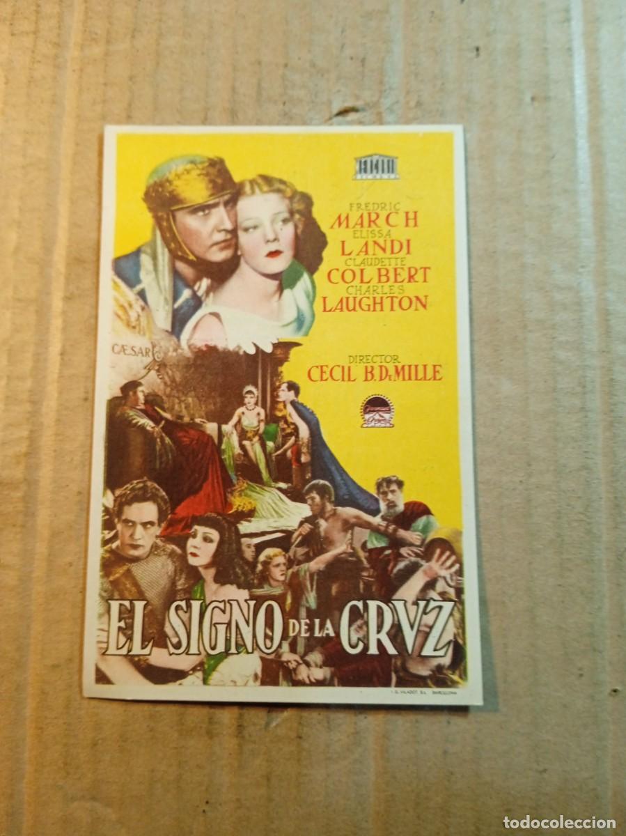  Foglietti di film di film antichi di cinema: FOLLETO DE MANO CON PUBLICIDAD EL SIGNO DE LA CRUZ