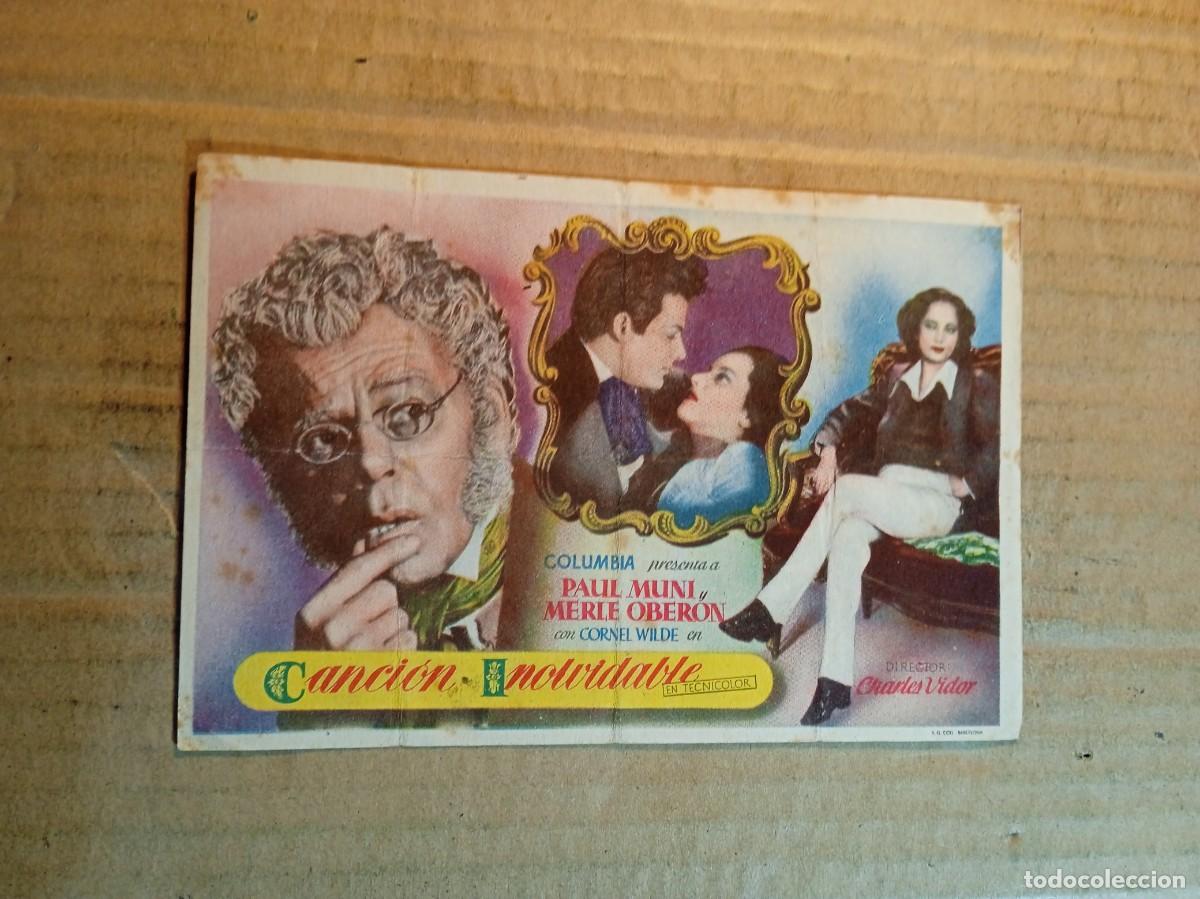 Kino: FOLLETO DE MANO CON PUBLICIDAD CANCION INOLVIDABLE