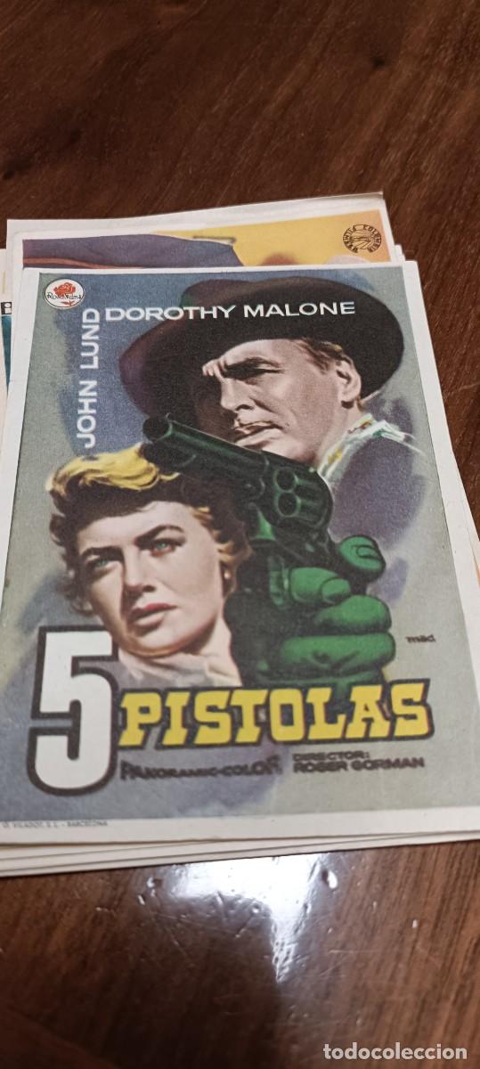  Foglietti di film di film antichi di cinema: 5 pistolas.Folleto mano