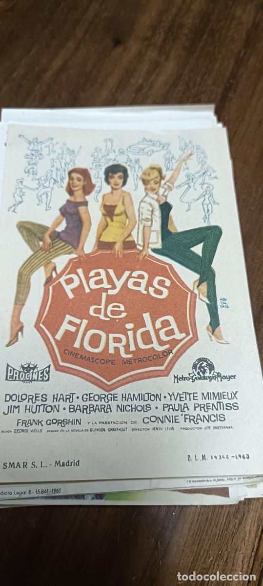  Foglietti di film di film antichi di cinema: Playas de Florida.Folleto mano