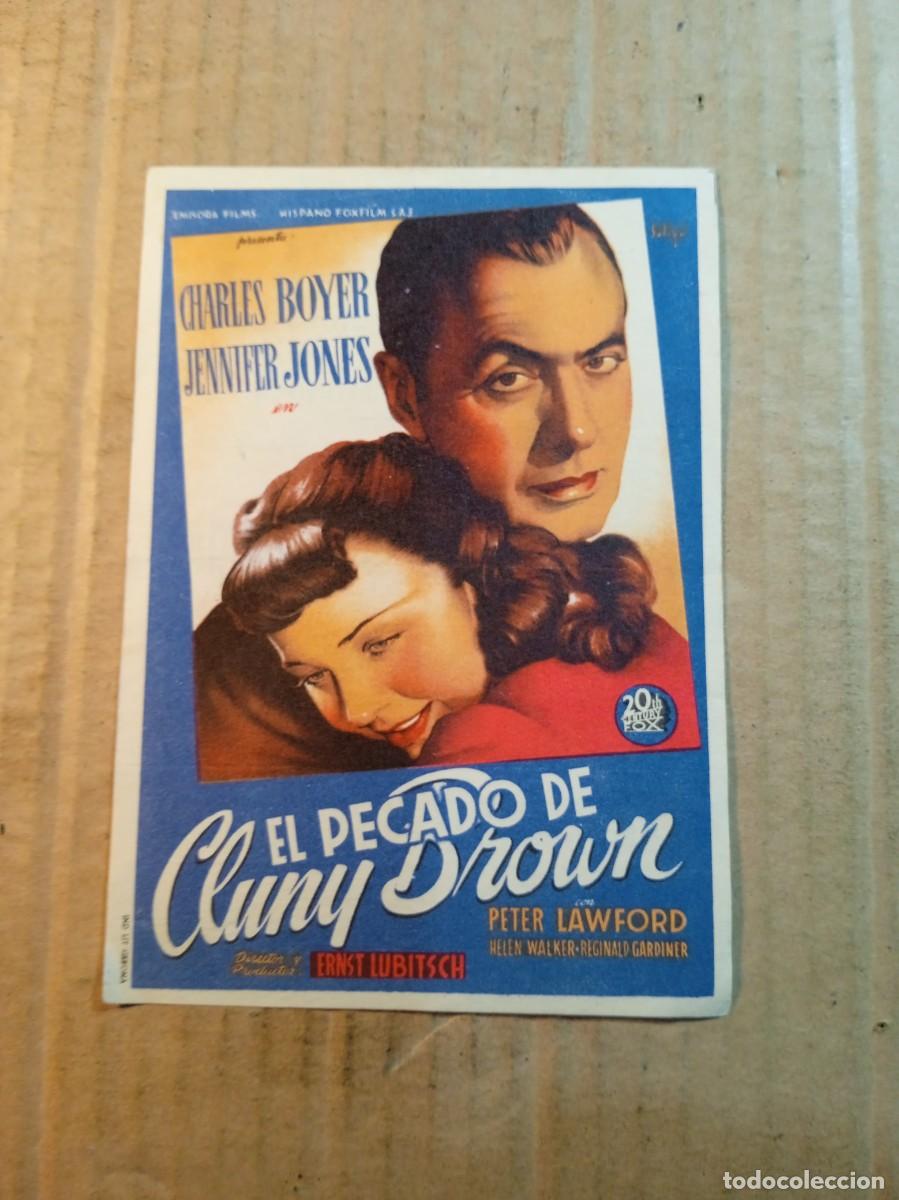 Folhetos de m&atilde;o de filmes antigos de cinema: FOLLETO DE MANO CON PUBLICIDAD EL PECADO DE CLUNY BROWN